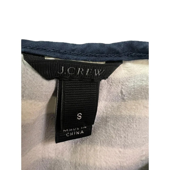 J Crew Top Small Navy White Striped Peasant Classic Nautical Coastal Vacation - Picture 12 of 15